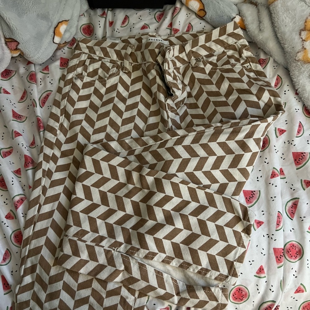 PacSun Brown and White Chevron Women Jeans